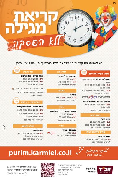 מוקדי קריאת מגילה ללא הפסקה 