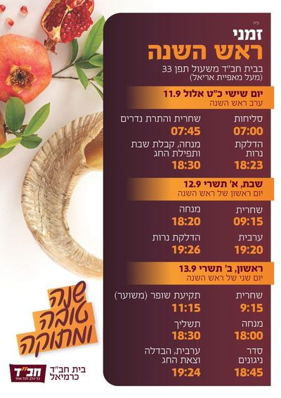 זמני ראש השנה תשפ״ז בבית חב״ד